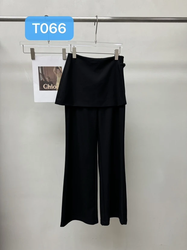 【RUI.XI】显瘦百搭开叉假两件黑色直筒裤T066