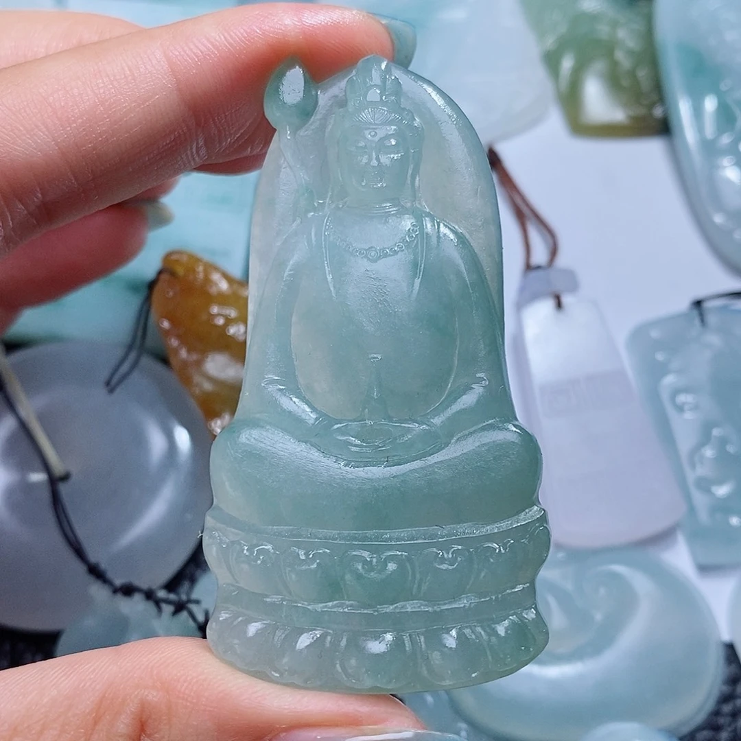 定制翡翠未镶嵌毛货付款后确认抛光