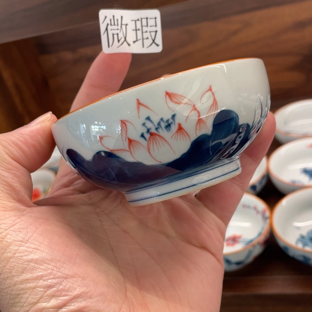 釉下手绘茶具微瑕