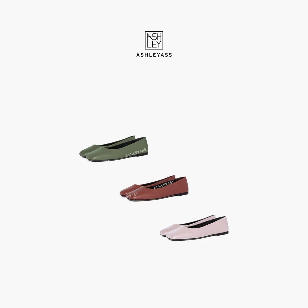 【ASHLEYASS】“红绿粉”方头单鞋一脚蹬平底通勤玛丽珍鞋LSP520061W