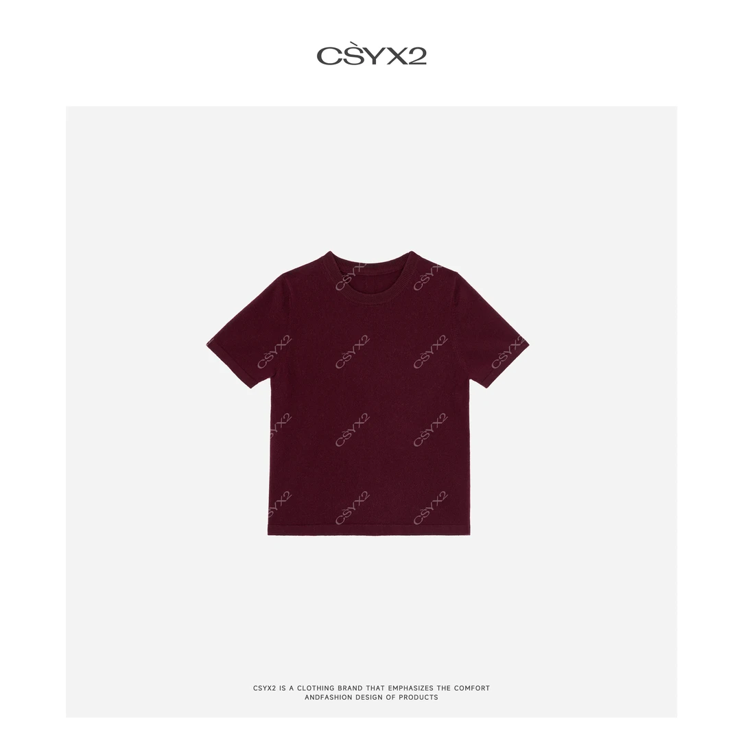 CsyX2-100%羊毛 早秋新款【小时代】简约舒适羊毛短袖CAQT004