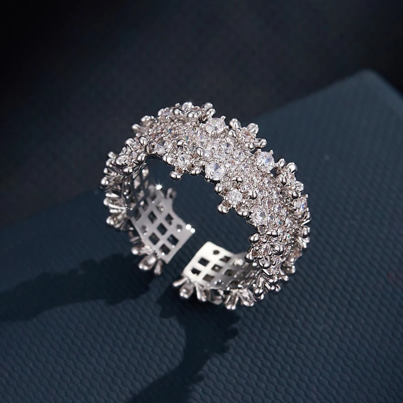 轻奢高级感满天星开口戒指女小众独特微镶满锆食指戒超闪爆款戒圈