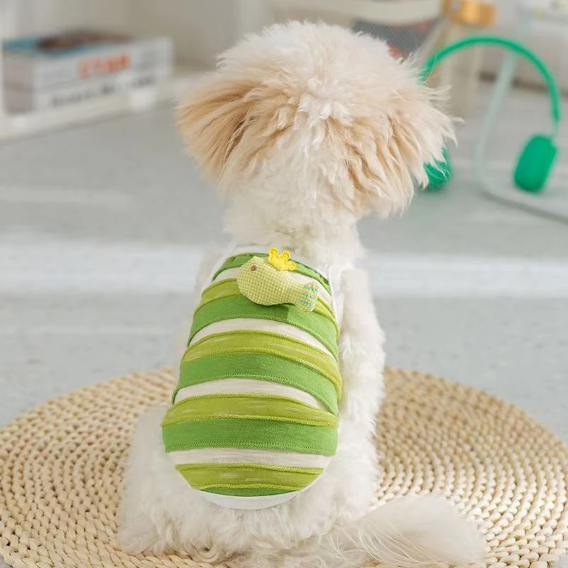 条纹小鱼立体狗狗吊带背心春夏薄款适合比熊泰迪等小型犬