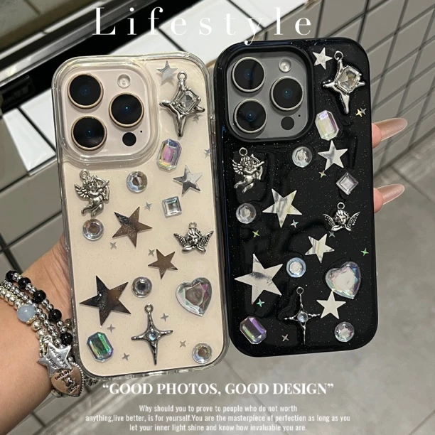 星星十字架天使适用苹果16手机壳华为软壳小米滴胶vivo保护oppo女