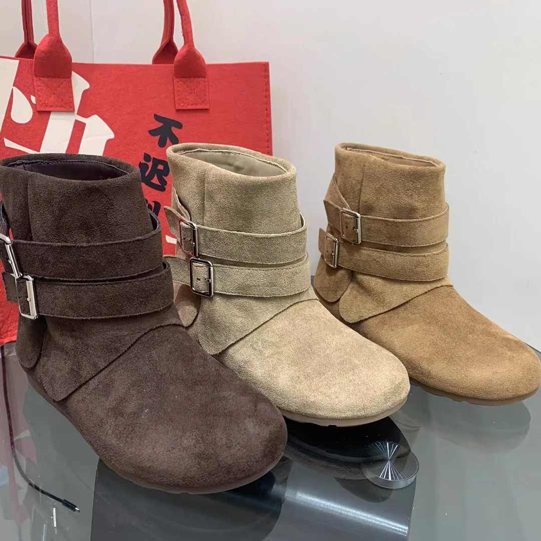 W808-3G平底内增高勃肯短靴女2025款美拉德沙漠靴舒适休闲女短靴
