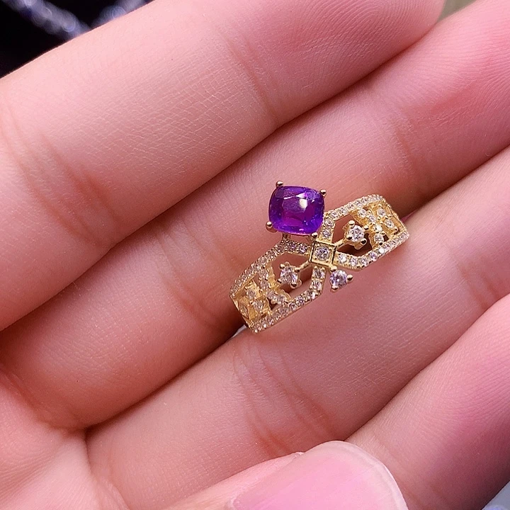 戒指蓝宝石银S925镶嵌