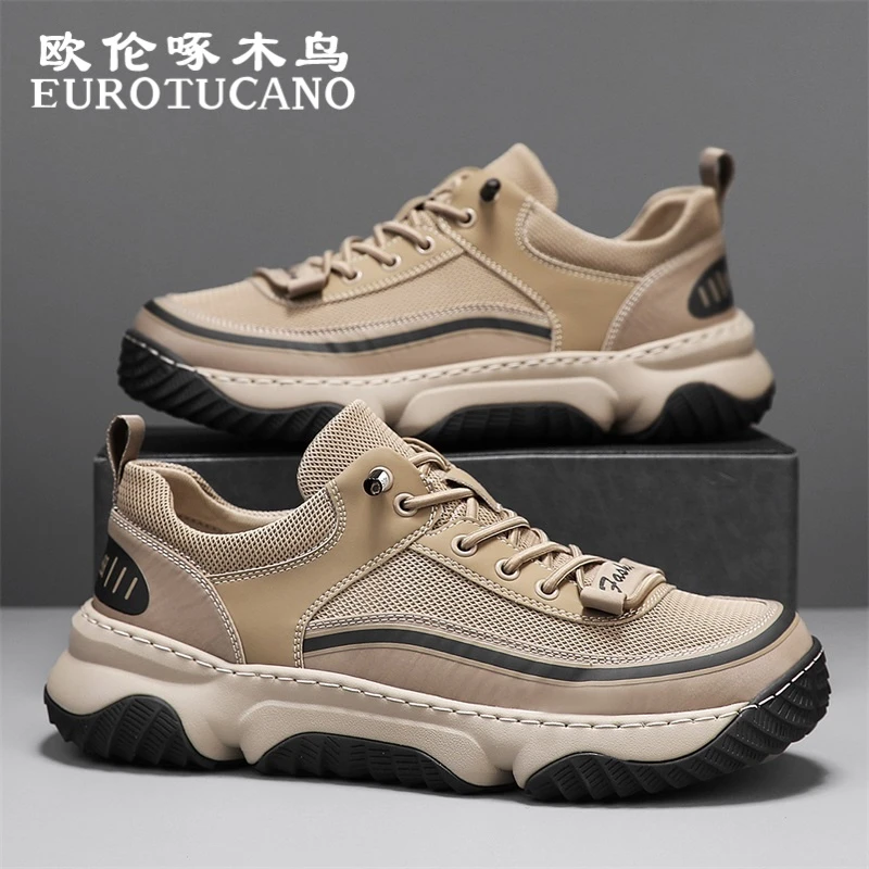 欧伦啄木鸟EUROTUCANO男鞋秋季潮流耐磨网面鞋子男款工装休闲鞋