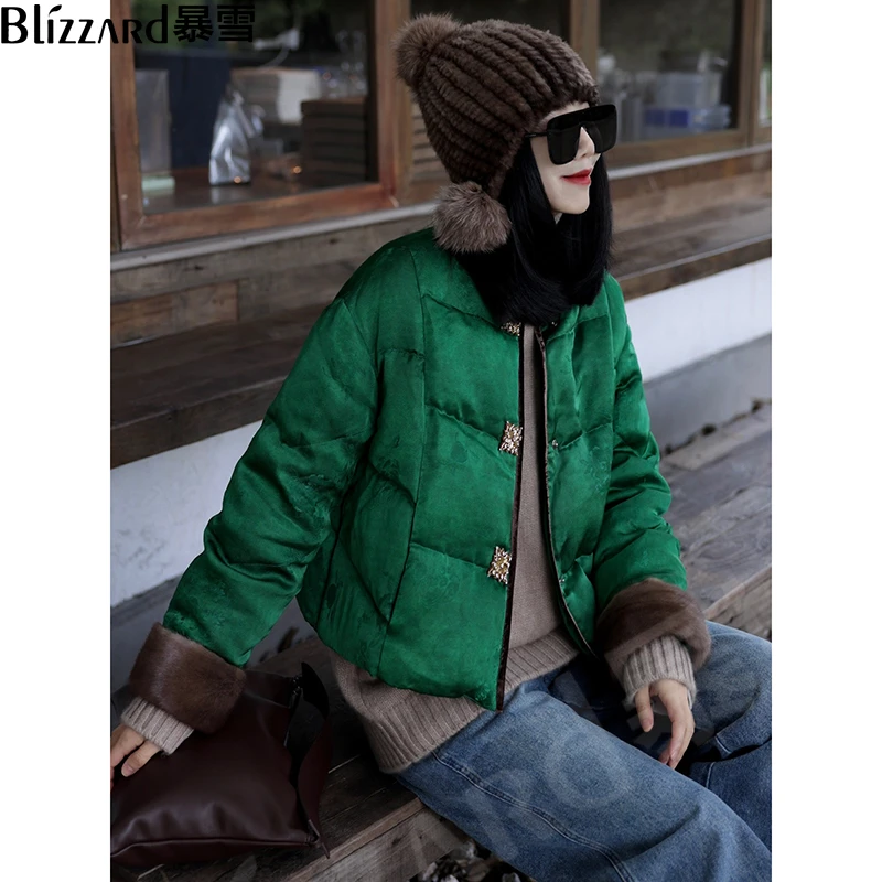 【国风红】轻奢立体拼接狐狸毛2024冬季高级感90白鹅绒服新款