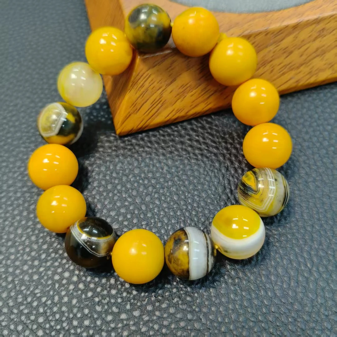 天然玛瑙时尚百搭牛黄玛瑙卡14手串（多样性拍一发一）
