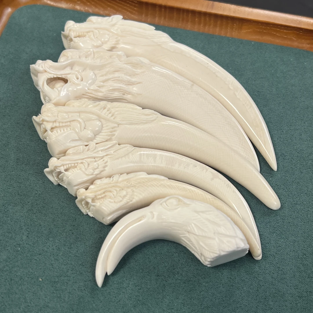 M0098 猛犸冰料手工雕刻龙头鹰嘴手把件文玩配饰