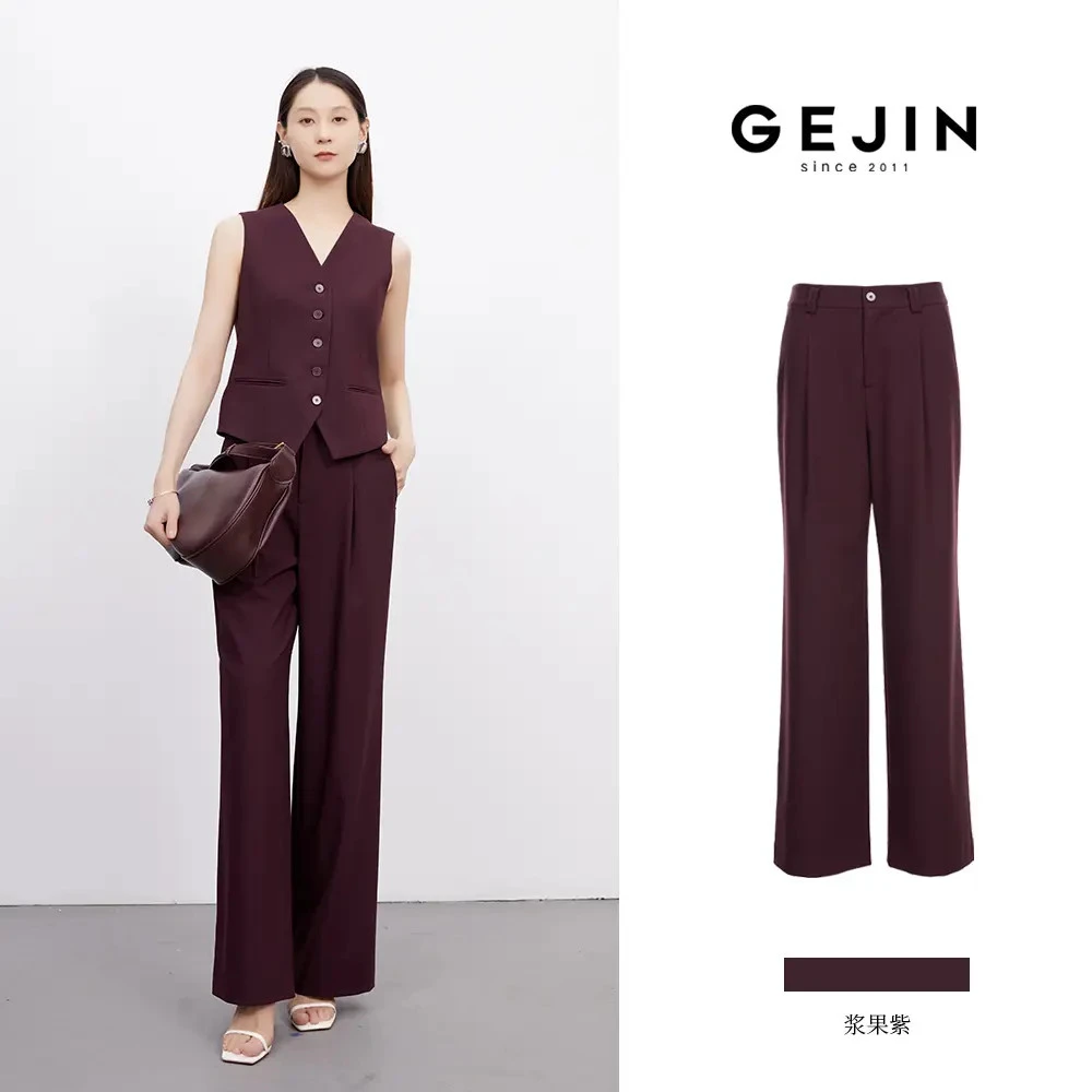 GEJIN/歌锦显瘦窄版新款时尚通勤高智感百搭直筒裤GJ32532586a