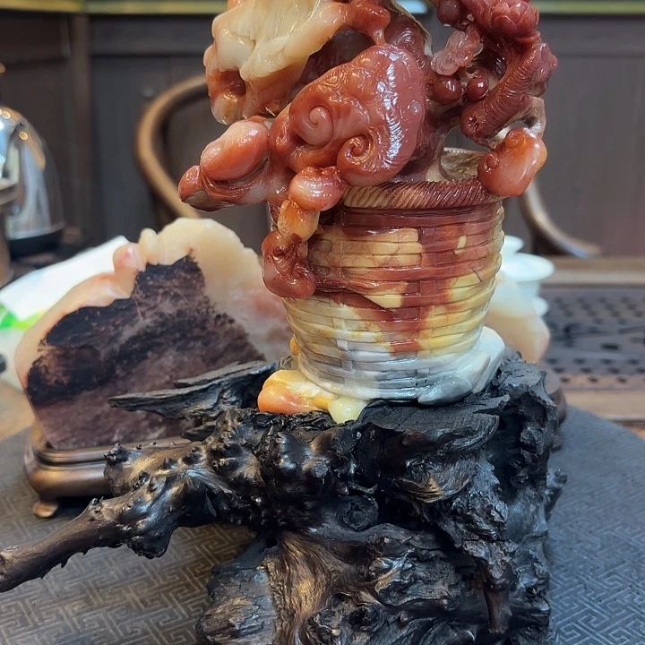 老挝石好事成双摆件