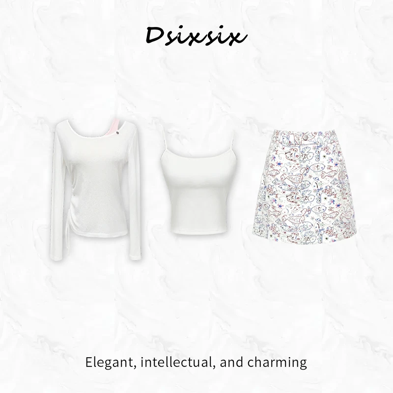 YeahMe/也觅【小鱼故事】时尚半身裙套装 夏季新品 高级感彩绘印花