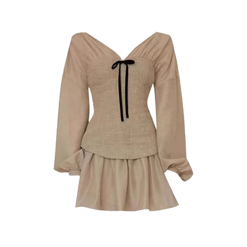 法式高级感气质V领收腰连衣裙温柔风独特绝美显瘦a字裙夏季新款