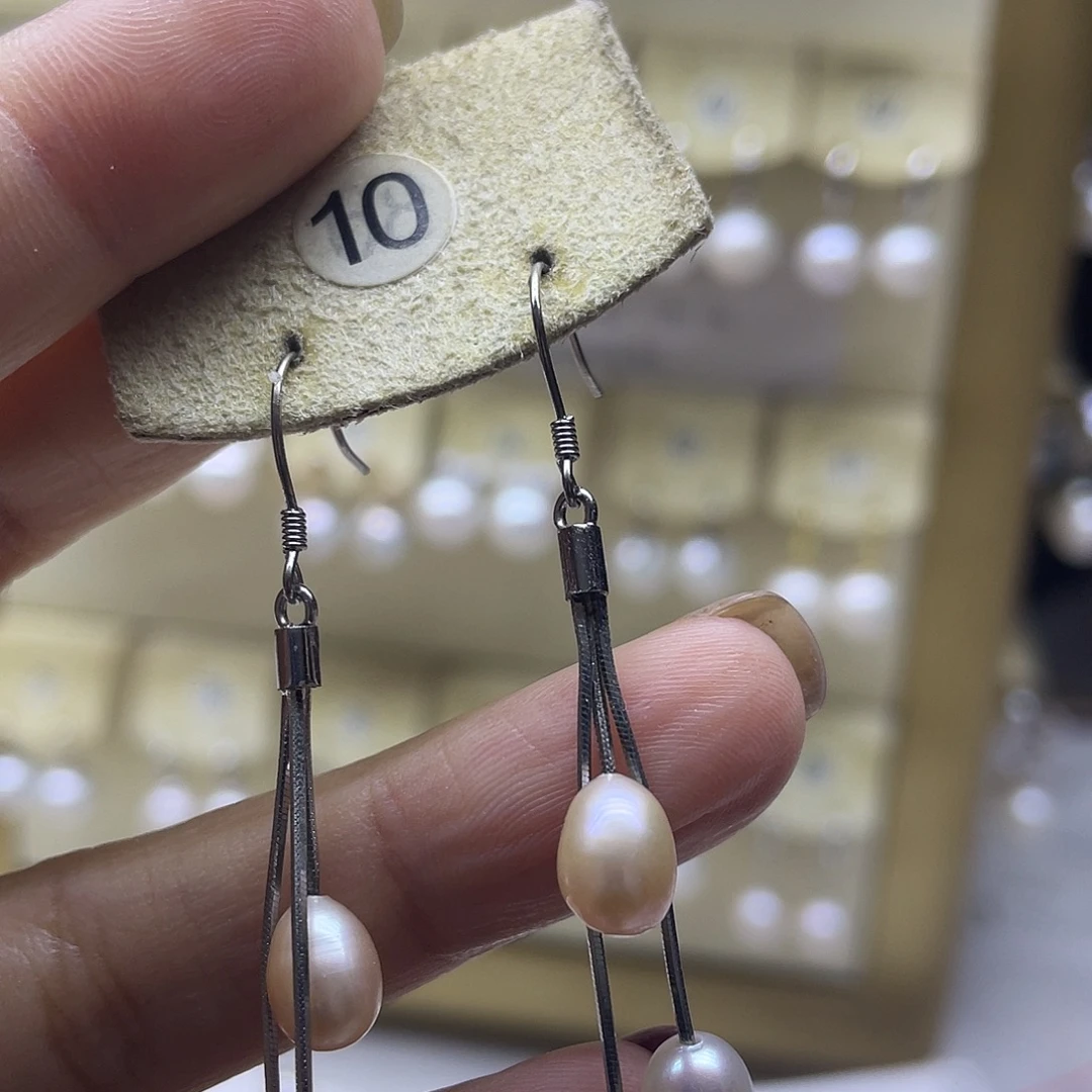 银S925镶嵌耳饰淡水珍珠