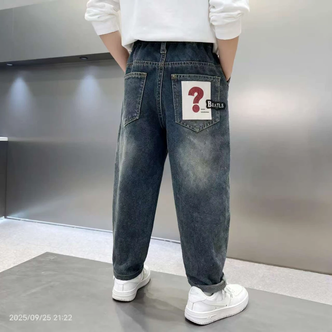 200446童装男童休闲牛仔裤2025秋季宝宝韩版潮酷洋气宽松牛仔裤潮