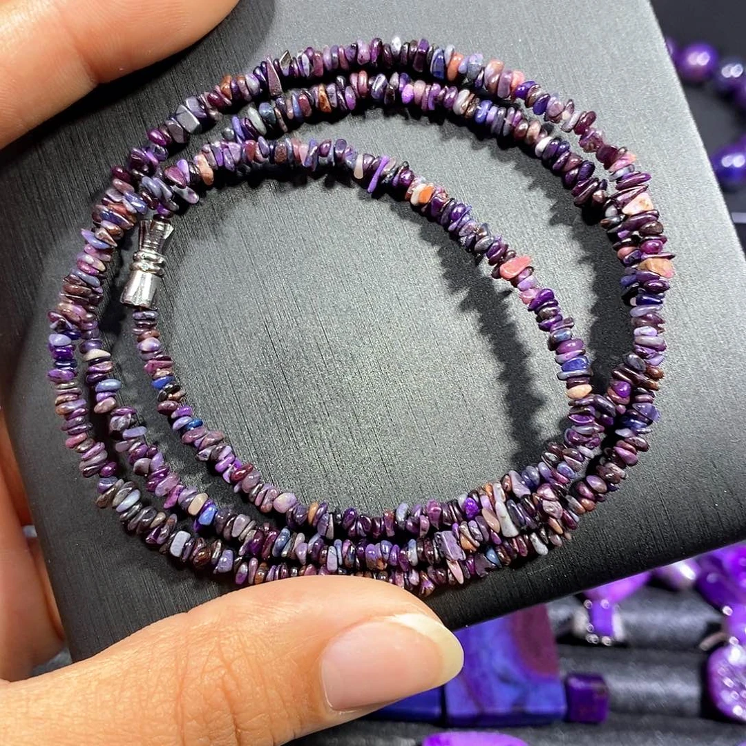 苏纪石（舒俱来）未镶嵌南非舒俱来老油紫碎石项链