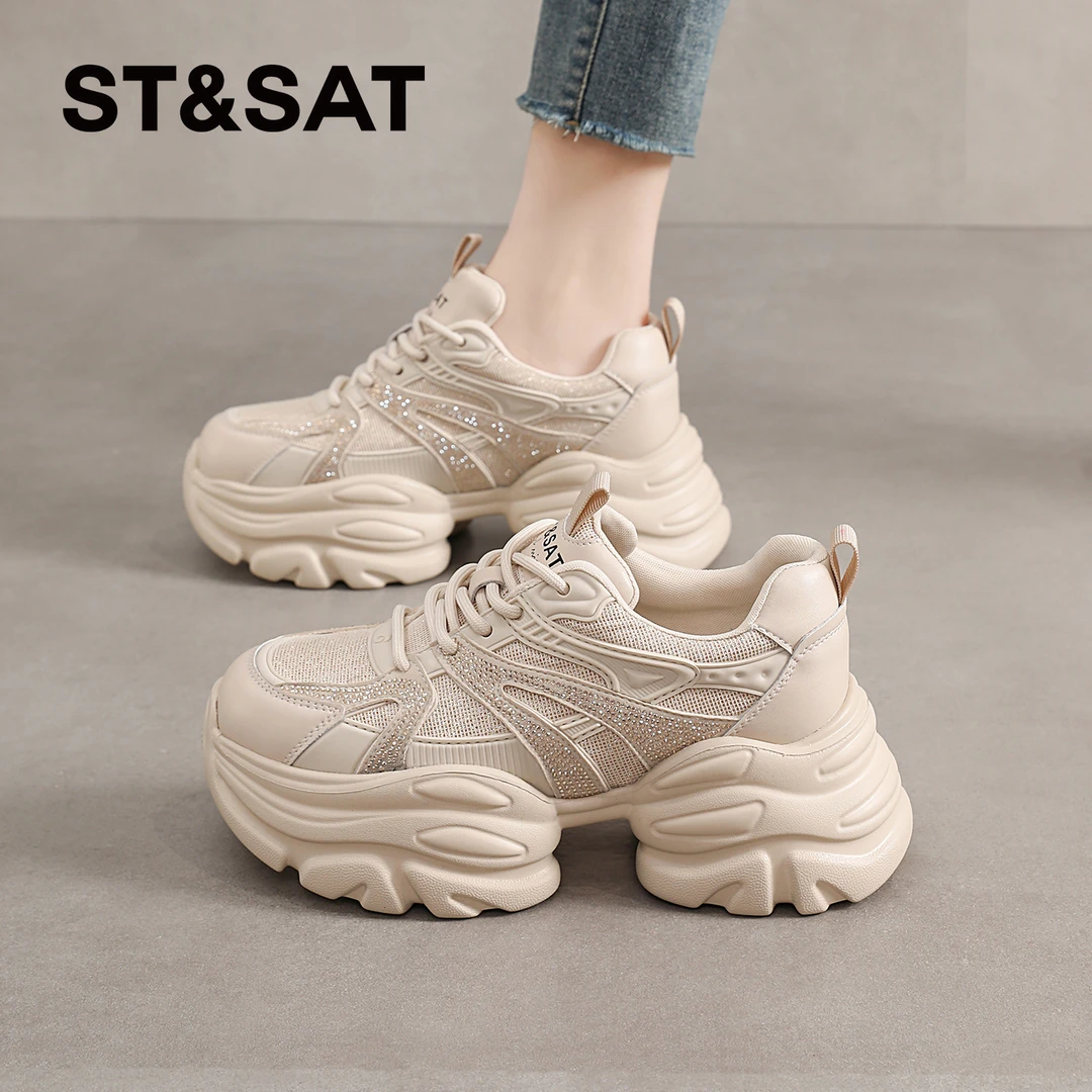 星期六厚底老爹鞋女2025冬季新款小个子增高女鞋轻便休闲运动鞋子