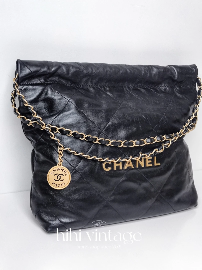 99新 Chanel/香奈儿 Chanel 黑金小号22bag 芯片款 二店/17920248