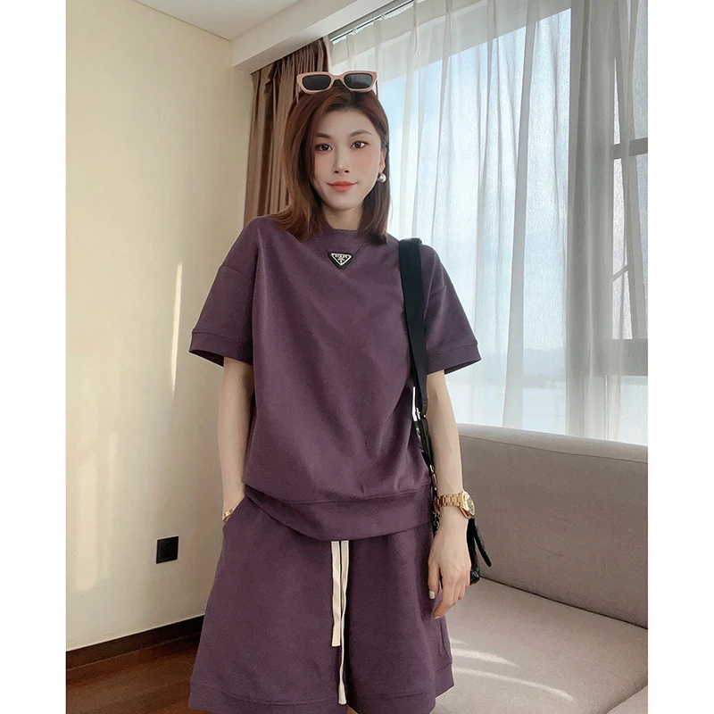 TZ001【有钱风套装】 时尚夏装衣服短裤女T恤套装