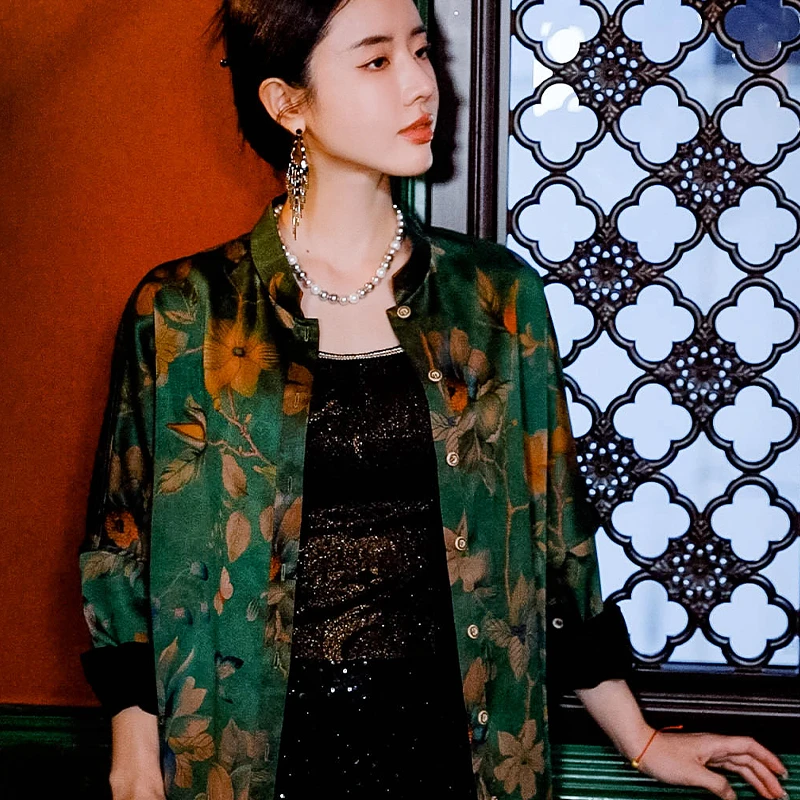 复古日记100桑蚕丝春季新中式国风女装上衣25ECT378