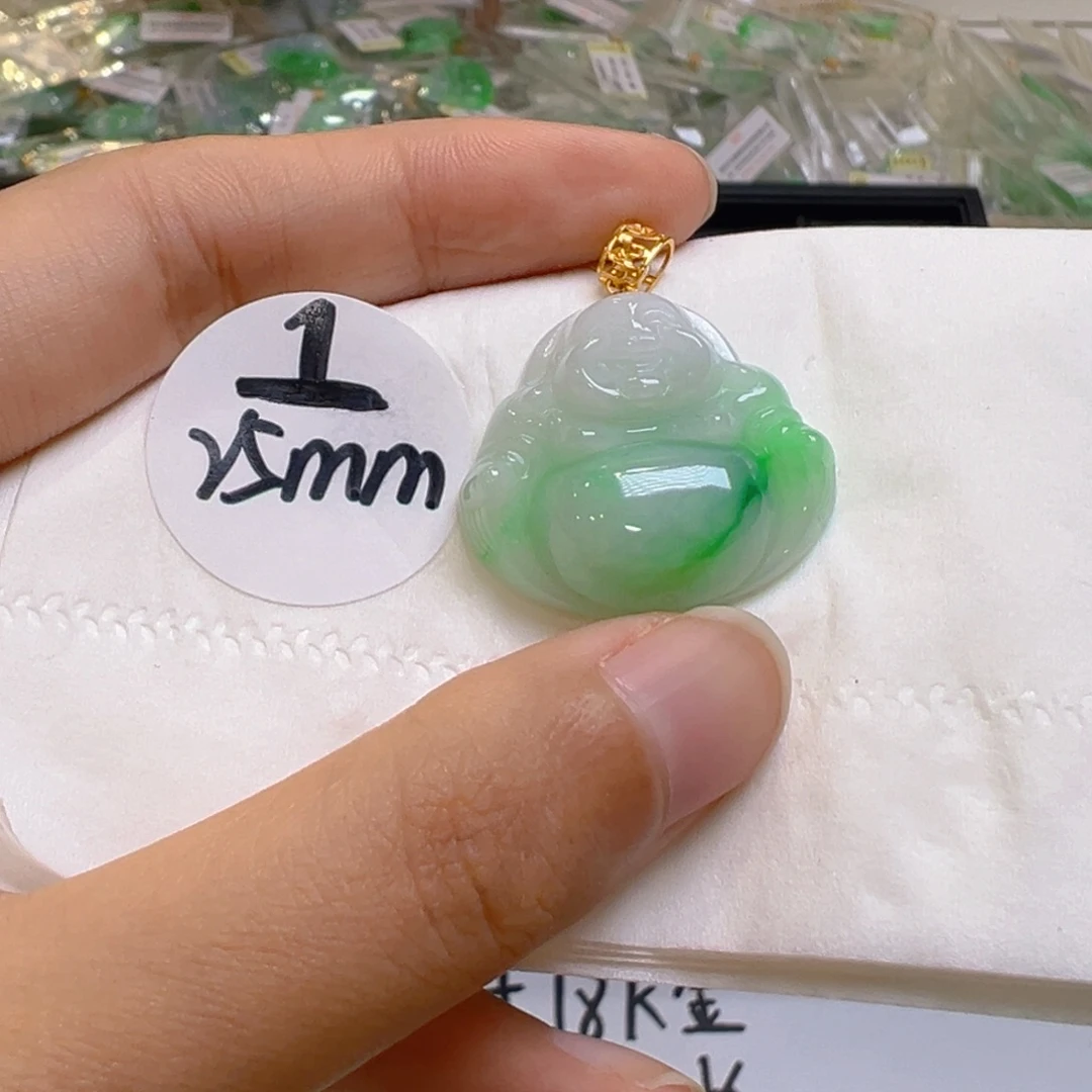 吊坠(不含链)18K金镶嵌翡翠