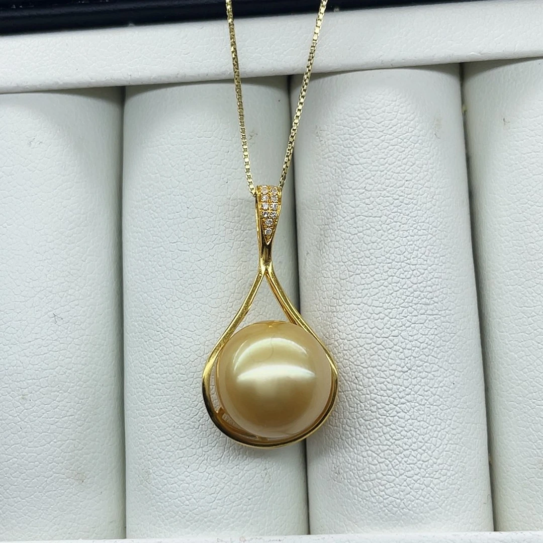 9K金镶嵌海水珍珠吊坠(不含链)