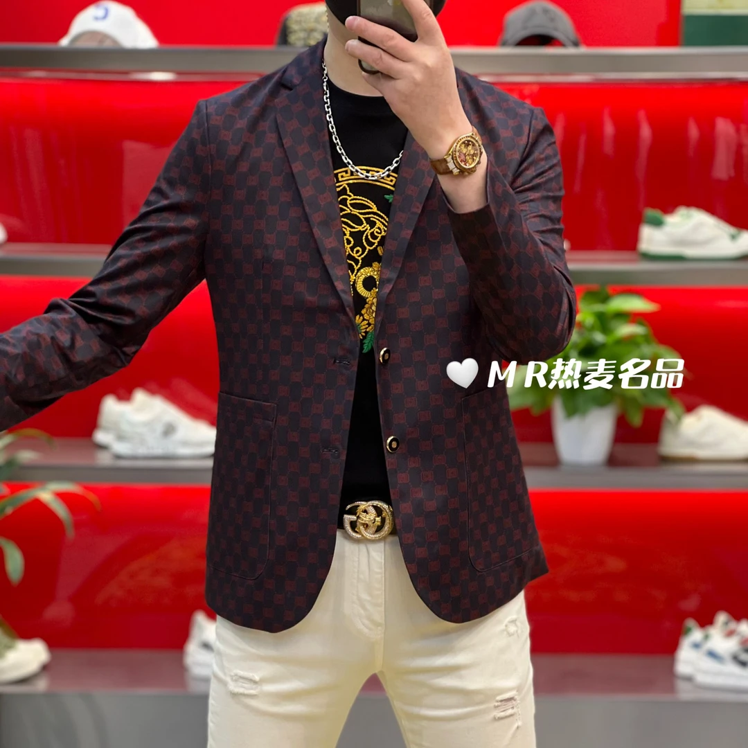 【星欧甄选】春夏西装字母菱形格时装25款 男士修身高端休闲外套