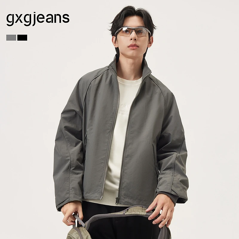 gxg.jeans男装 多色拼接宽松立领通勤行政夹克外套男 25年秋新品
