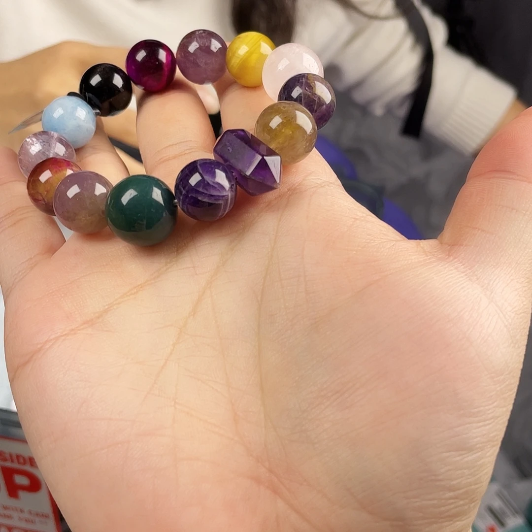 水晶手串银S925镀金镶嵌