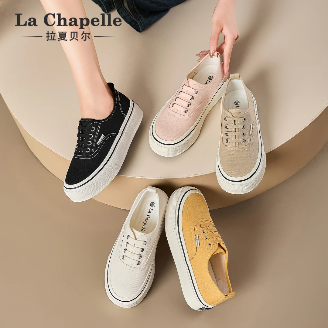 拉夏贝尔帆布鞋新款轻便透气夏天穿裙子专用鞋子休闲软底百搭女鞋