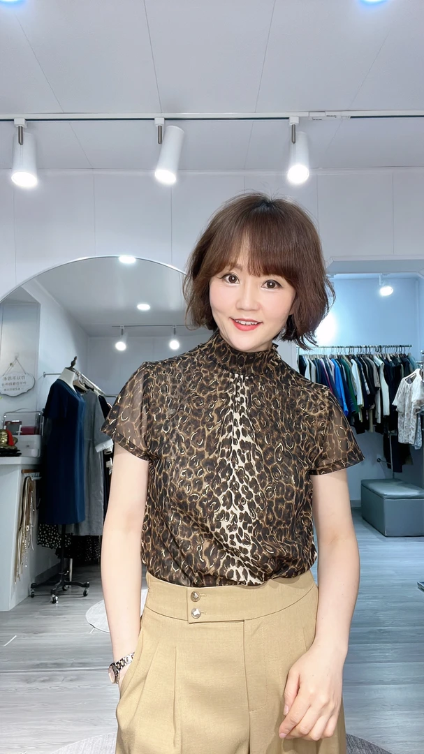 高端网纱半高领高弹舒服短袖小衫