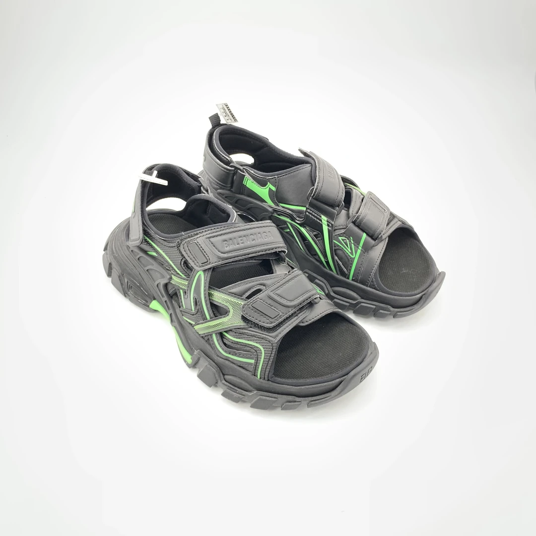 全新未使用 Balenciaga/巴黎世家  38码/37码黑绿凉鞋/ TT250235