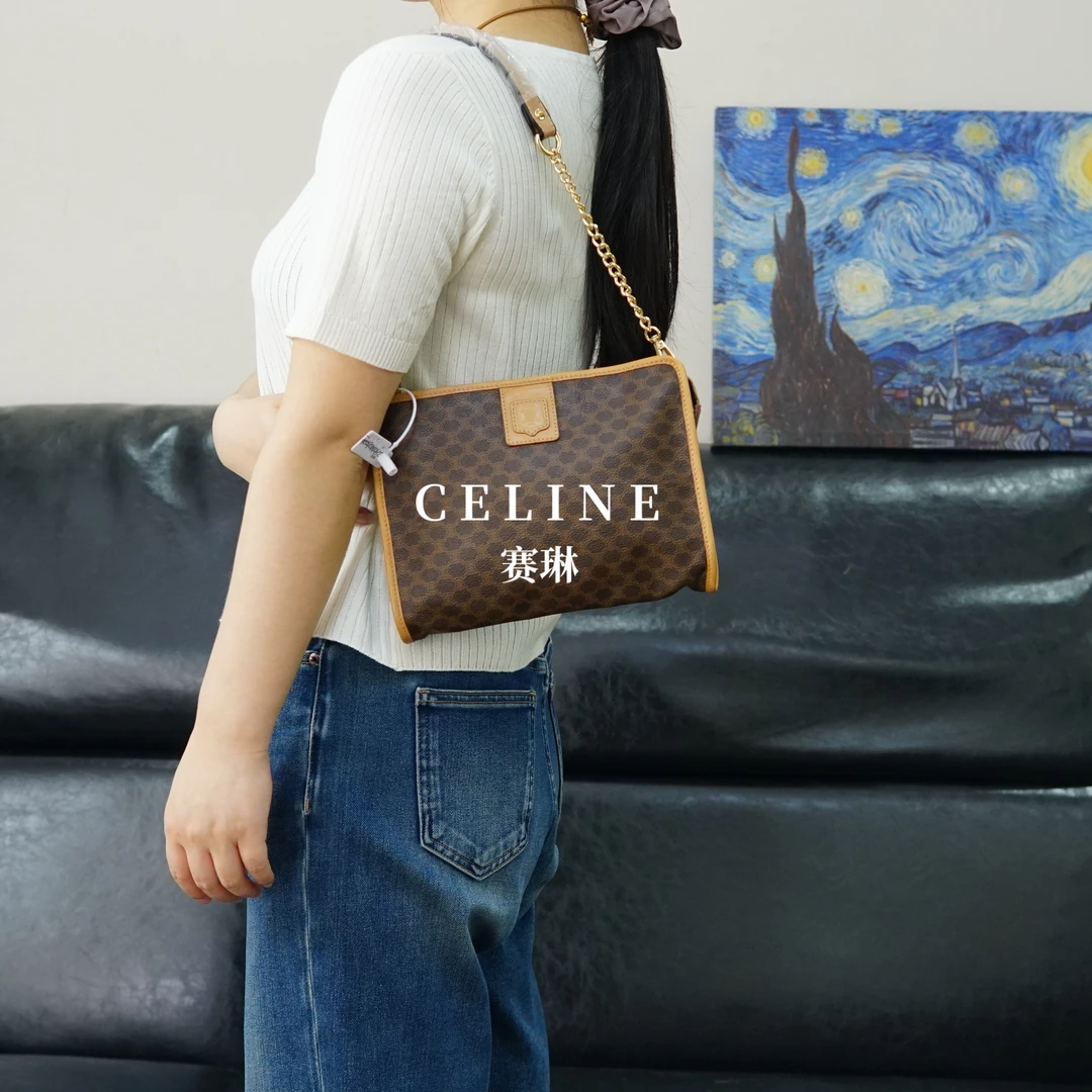 95新 Celine/思琳 老花洗漱单肩包/ZH04425024/5024