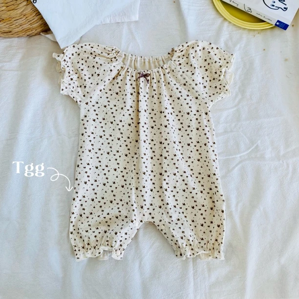 甜粿家 | 原创自制小日系夏季短袖女宝纯棉爬服哈衣家居服小碎花