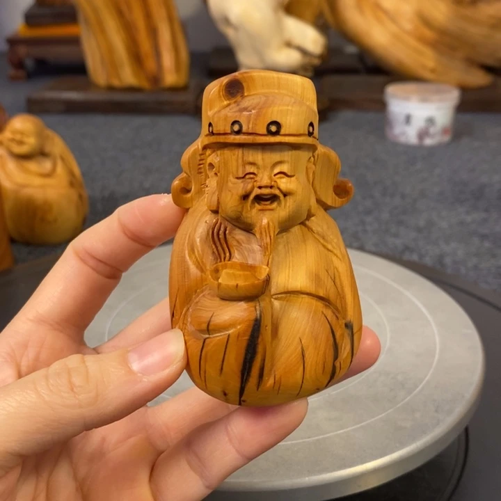 柏木（崖柏）崖柏财神爷手把件小摆件