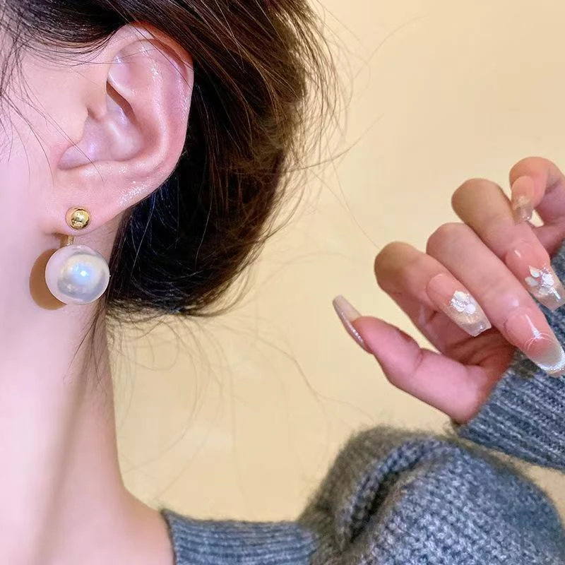 非金属仿珍珠耳饰 单颗珠珠耳环女轻奢设计感高级耳钉前后两戴S