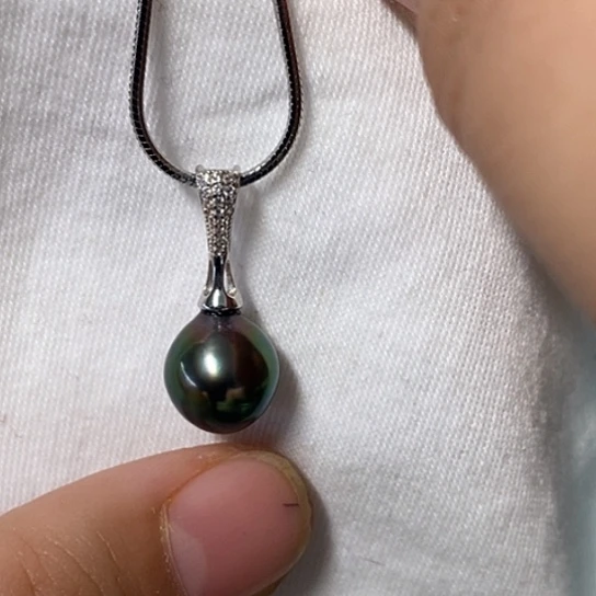 银S925镶嵌海水珍珠颈饰9-10