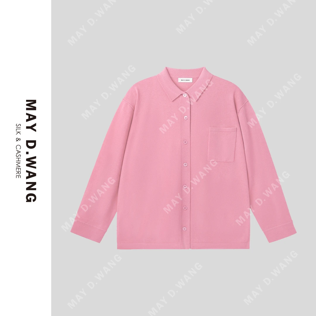 纯色长袖吸汗简约风羊绒衬衣开衫上衣时尚女装秋冬女士C1F1113