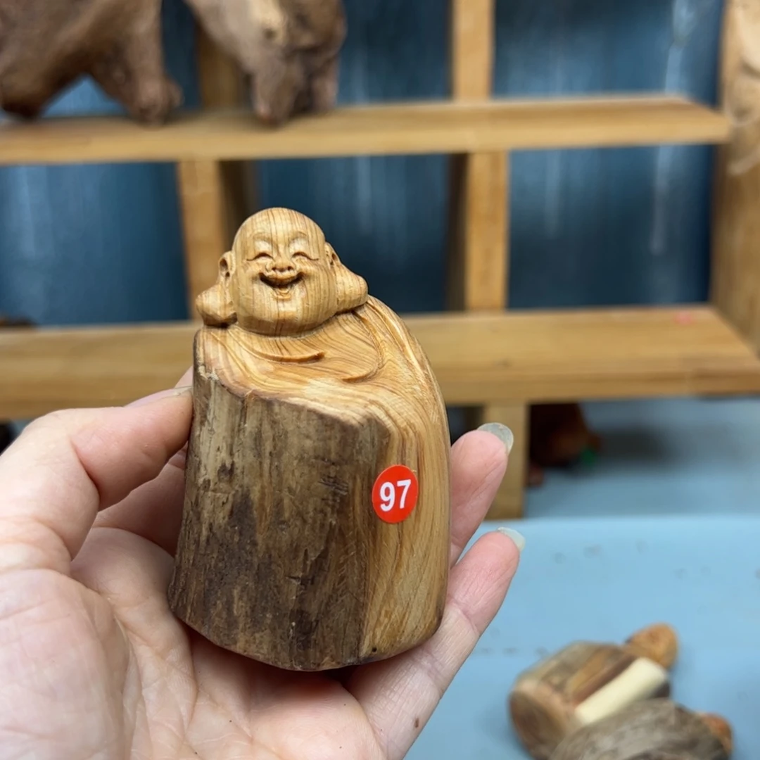 缘***妳木崖柏木摆件手把件，
