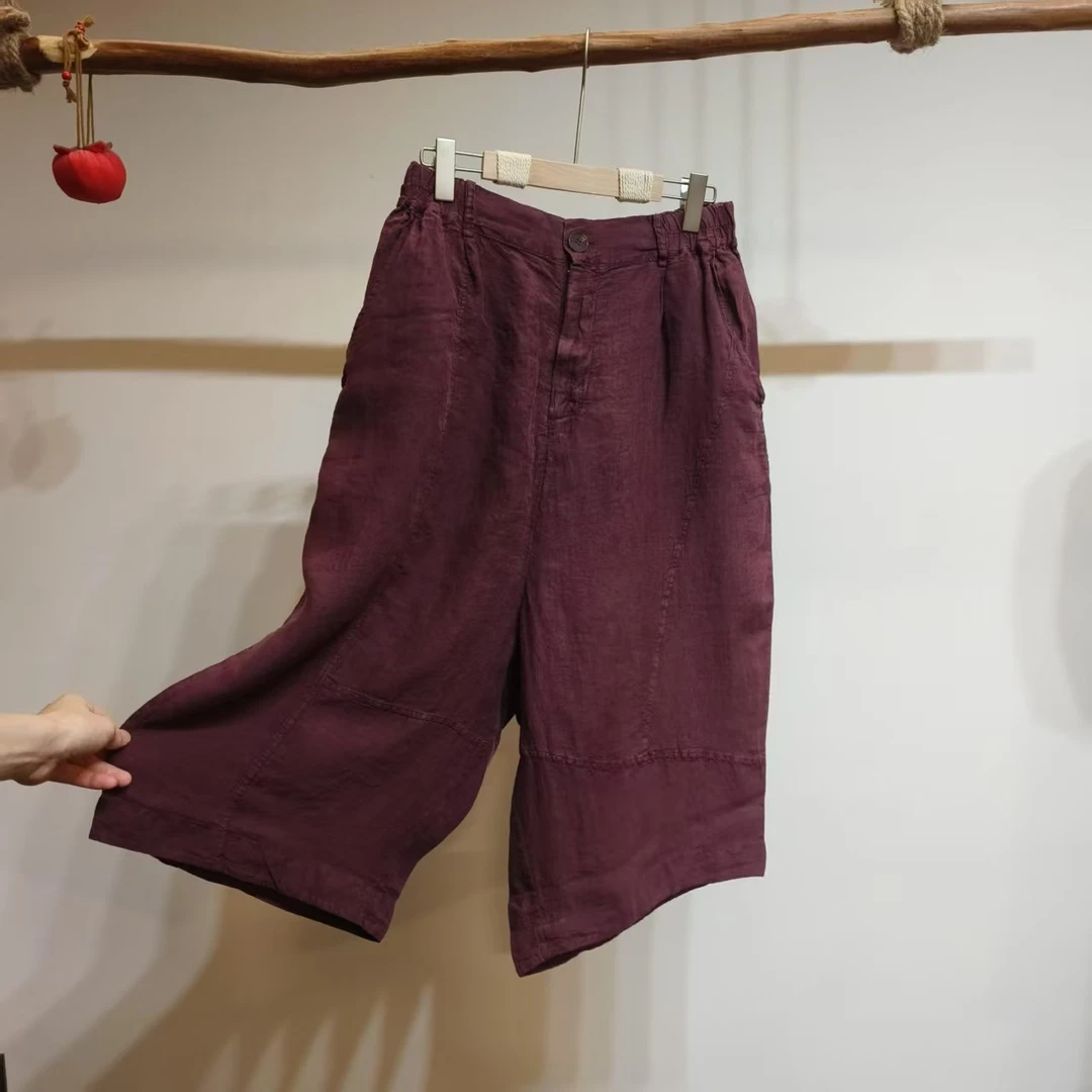 唐不染-半溪62513 汉麻老钱风七分裤 宽松自然舒适显瘦休闲裤禅意