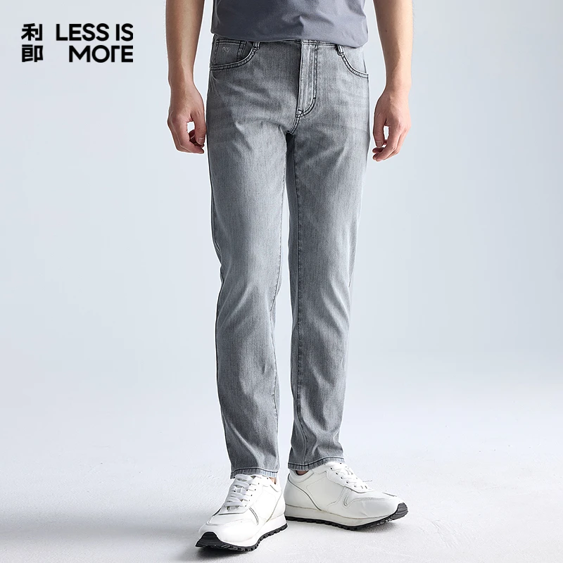 利郎【冷晶醋酸】男士夏季时尚百搭薄款弹力修身直筒牛仔裤九分裤子