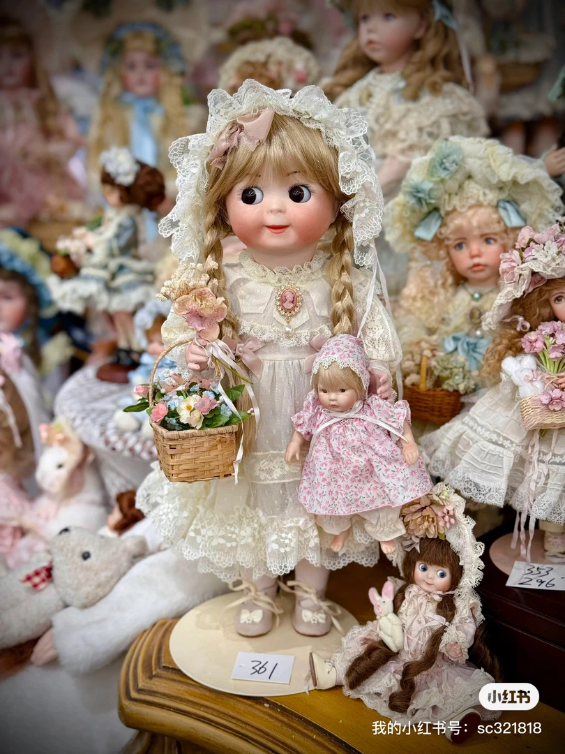 国外艺术家手工制作1983年古董小斜眼娃娃 bjd陶瓷娃娃48厘米孤品