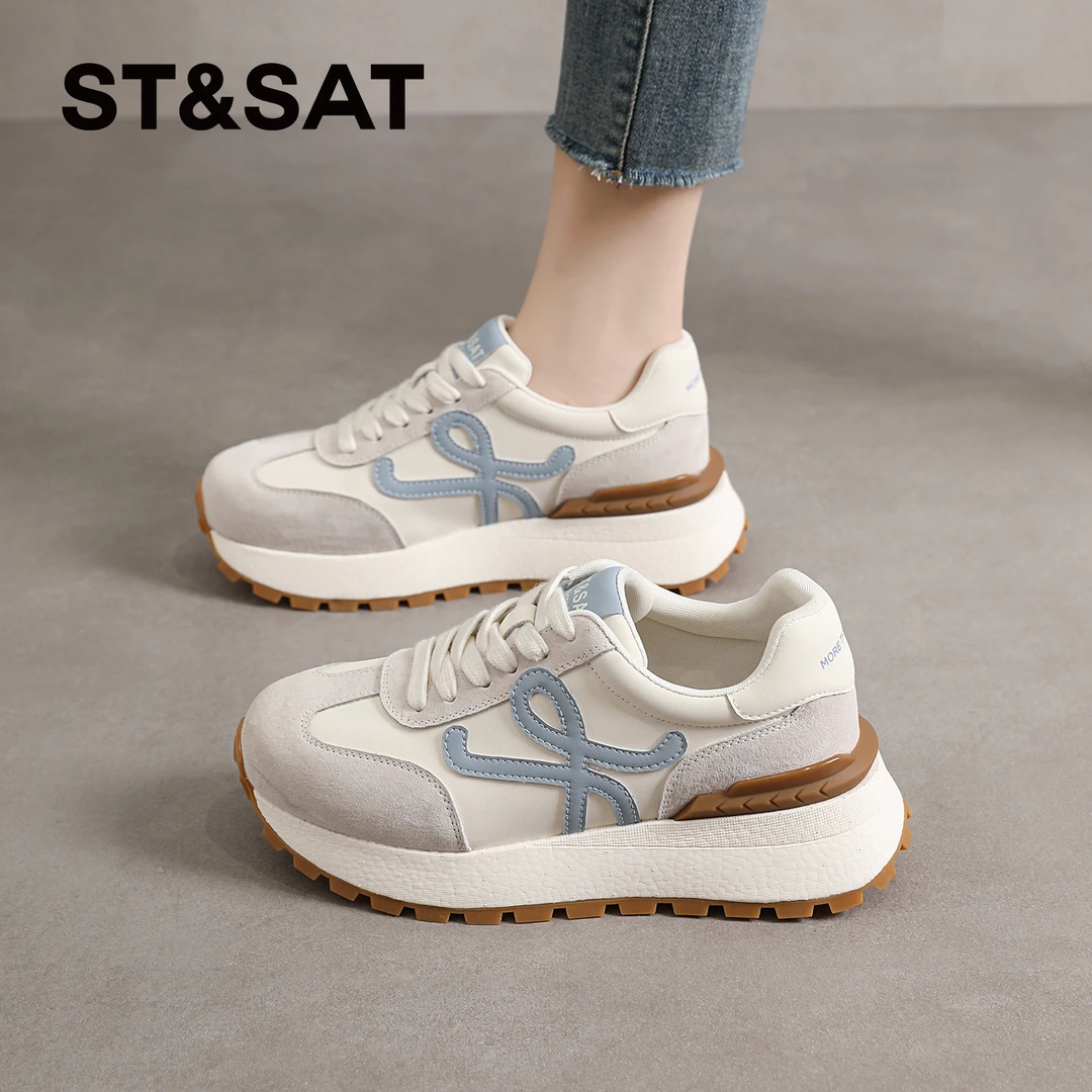 星期六德训鞋女2025秋季超火厚底运动鞋显脚小阿甘鞋爆款休闲女鞋