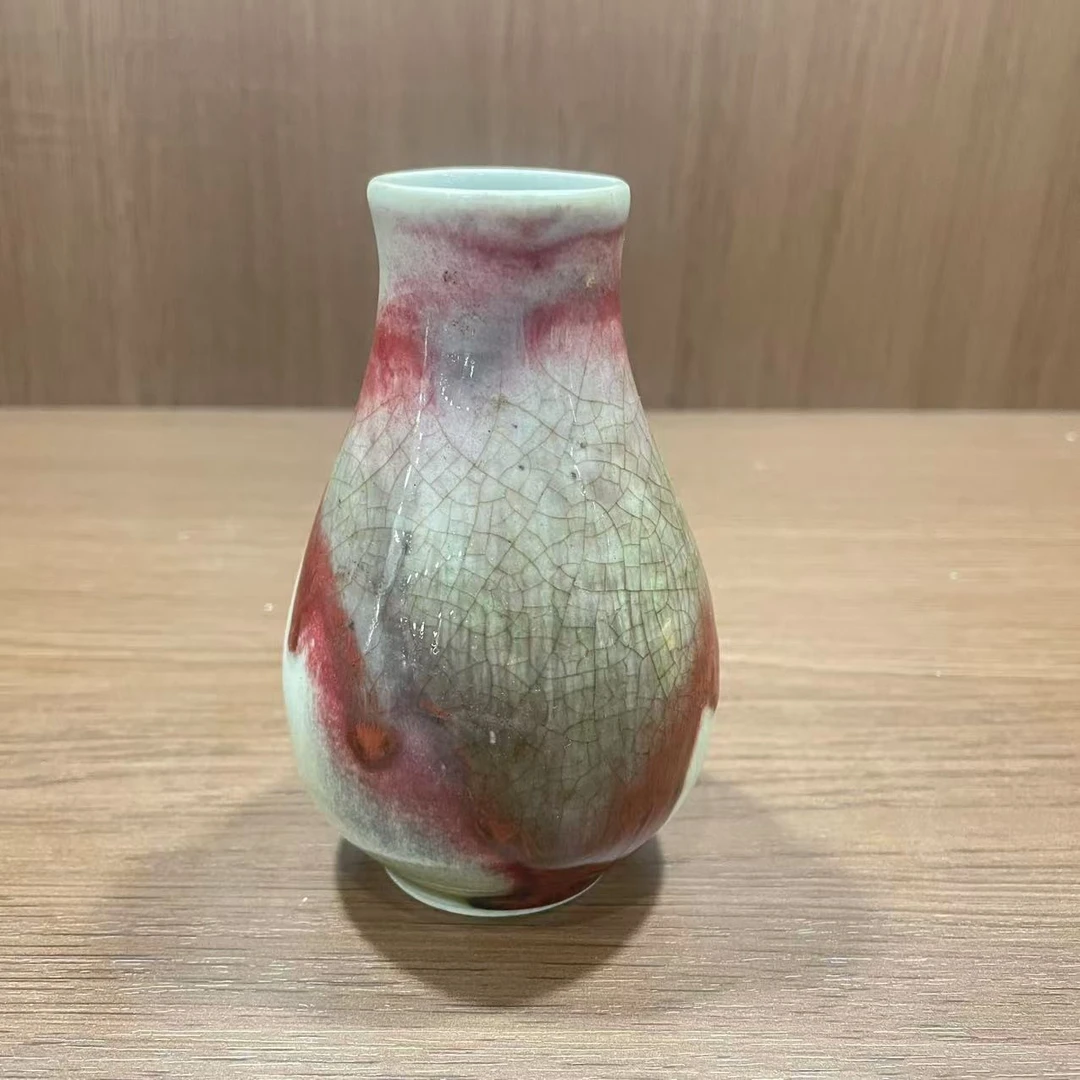 477 清晚期 粉青釉里红开片尊-511