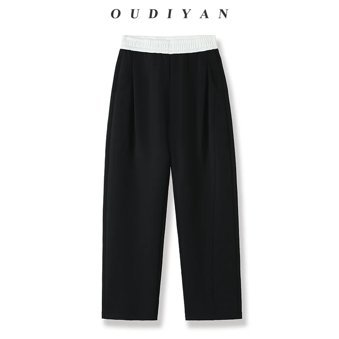 OUDIYAN | 小个子高端女装 秋季Naia二醋酸高腰黑白窄版弯刀裤