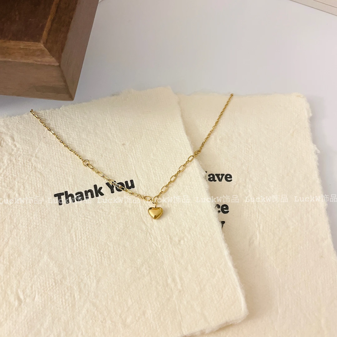 钛钢项链 【小爱心】简约亮面ins风百搭金色女叠戴气质休闲风锁骨链