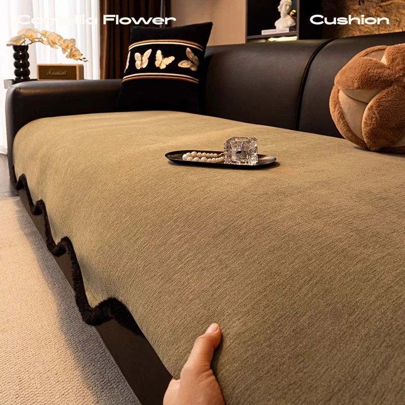 LangSha/浪莎雪尼尔高级异形沙发垫四季通用不规则坐垫防滑套罩