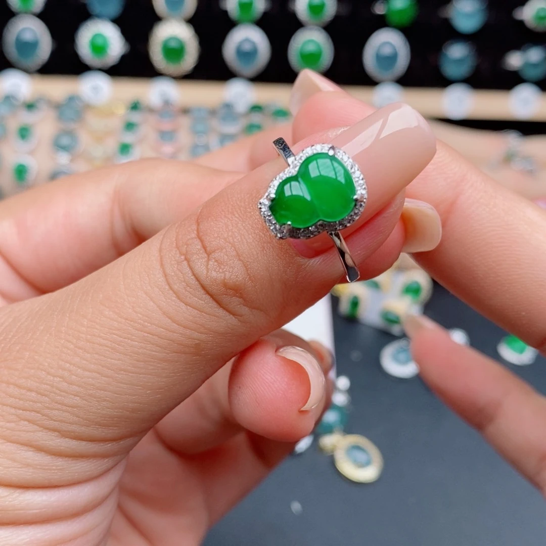 银S925镶嵌戒指翡翠10