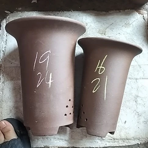 兰花盆两个紫砂花盆花泥